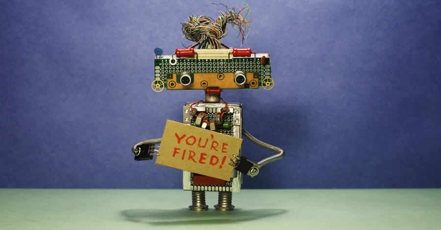 You are fired robot sign