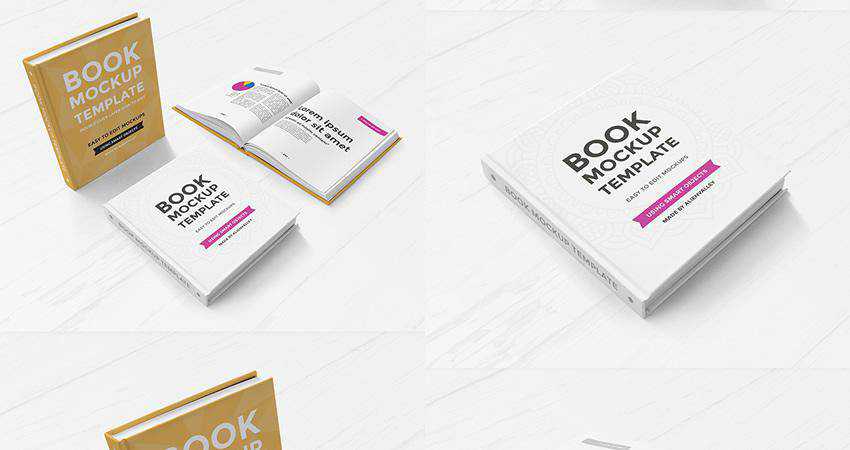 Free Hard Cover Book Mockup Set Photoshop PSD