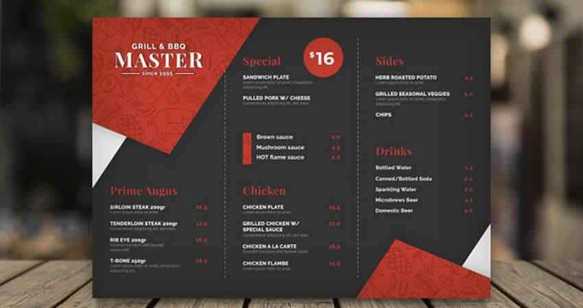 Grill Restaurant Menu Vector Template Illustrator EPS