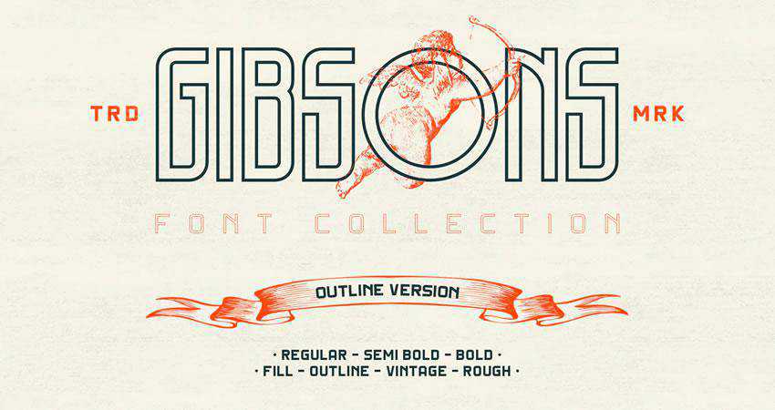 Gibsons free outline font family