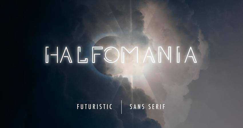 Halfomania free outline font family