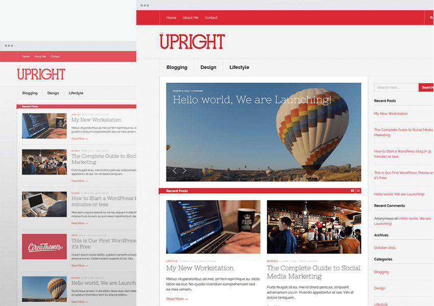 Upright free wordpress theme wp responsive personal blog blogger blogging