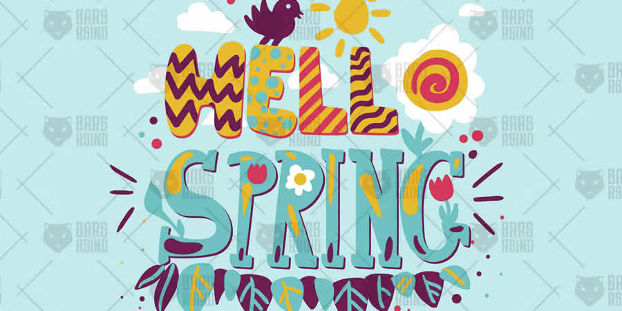 Hello Spring Banner spring pastel vector template