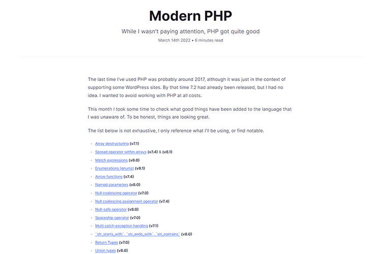 Example from Modern PHP