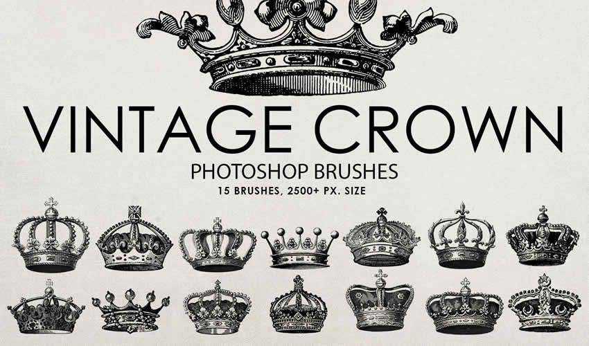Crown vintage antique adobe photoshop ps brush brushes abr pack set free