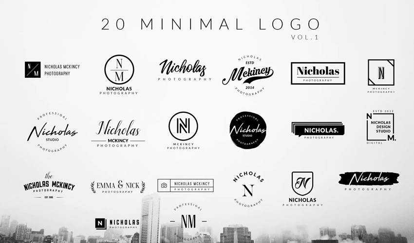 minimal ai illustrator psd photoshop logo template brand collection pack