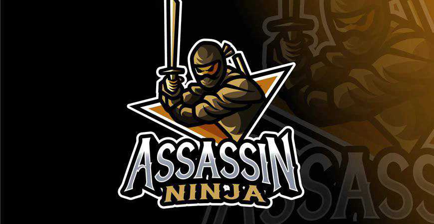 Ninja Assassin Logo Template gamer video game