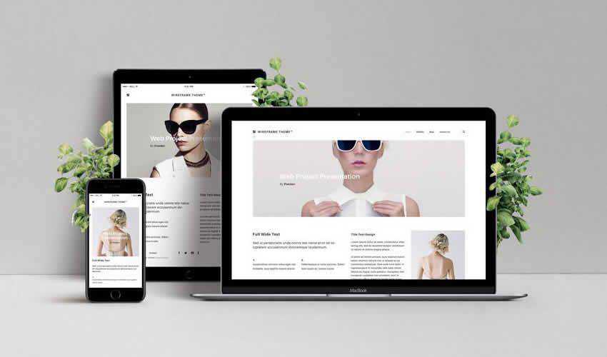 Website responsive mockup template to display edit free photoshop ps web design