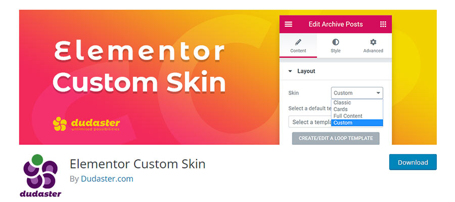 Elementor custom skins
