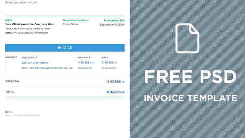 Clean Invoice Template Photoshop PSD