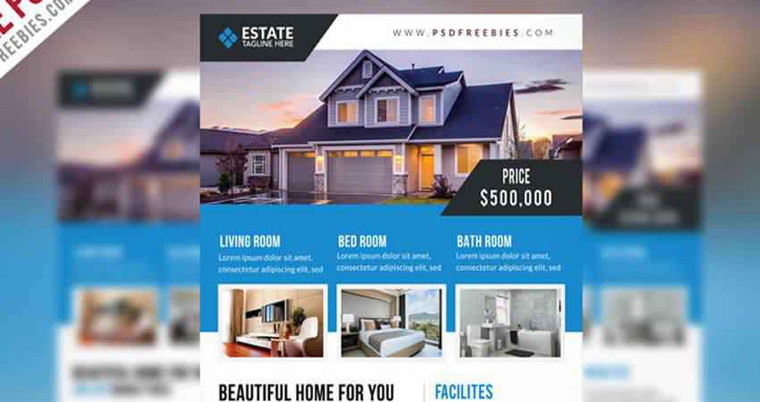 Clean Real Estate Flyer Template Photoshop PSD