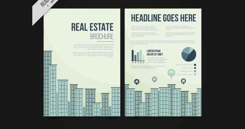 Flat Buildings Real Estate Flyer Vector Template Photoshop PSD