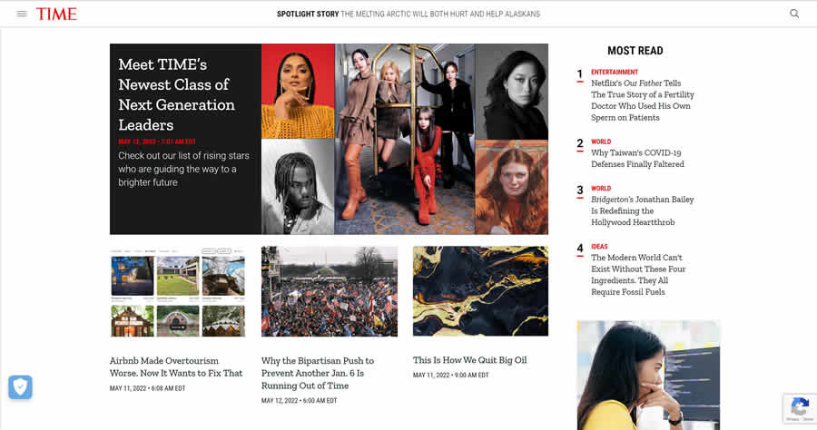 Time magazine web design layout newspaper inspiration