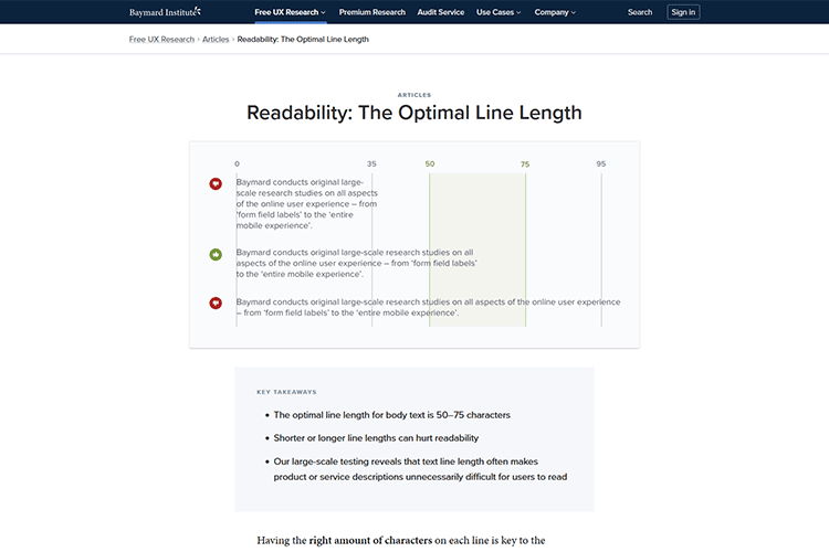 Example from Readability: The Optimal Line Length
