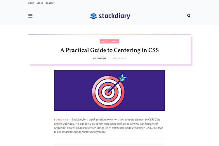 Example from A Practical Guide to Centering in CSS