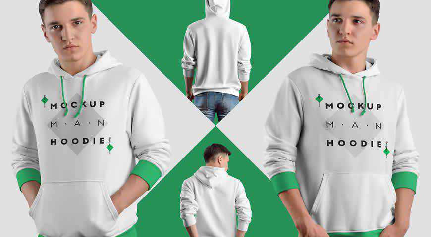Hoodie with Rolled Up Sleeve Photoshop PSD Mockup Template
