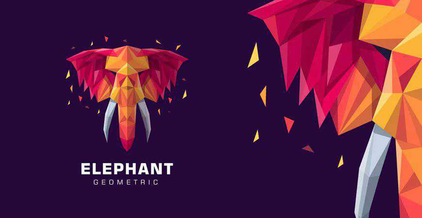 Elephant Poly Colorful geometric logo template
