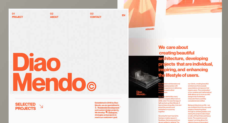 Diao Mendo Architects Inspiración Portafolio de diseño gráfico web