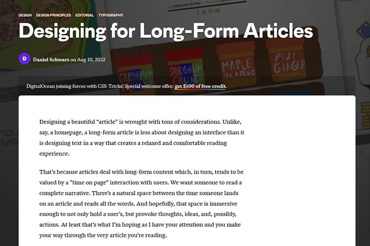 Example from Designing with Long Form Articles