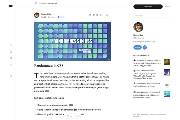 Example from Randomness in CSS