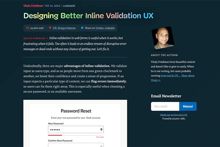 Example from Better UX Design Inline Validation