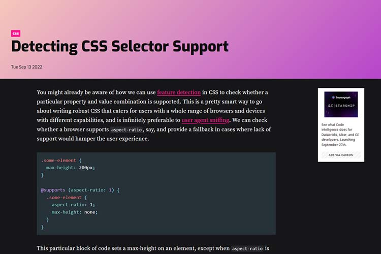 Example from Detecting CSS Selector Support