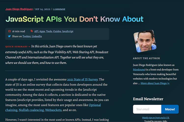 Example from JavaScript APIs You Don't Know About