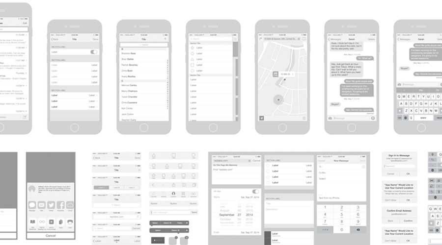 iPhone Vector Wireframing Toolkit template wireframe gratis Illustrator AI Format