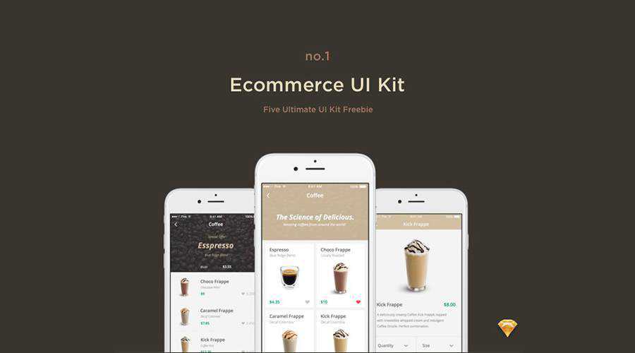 eCcommerce free mobile app ui kit Sketch ios android