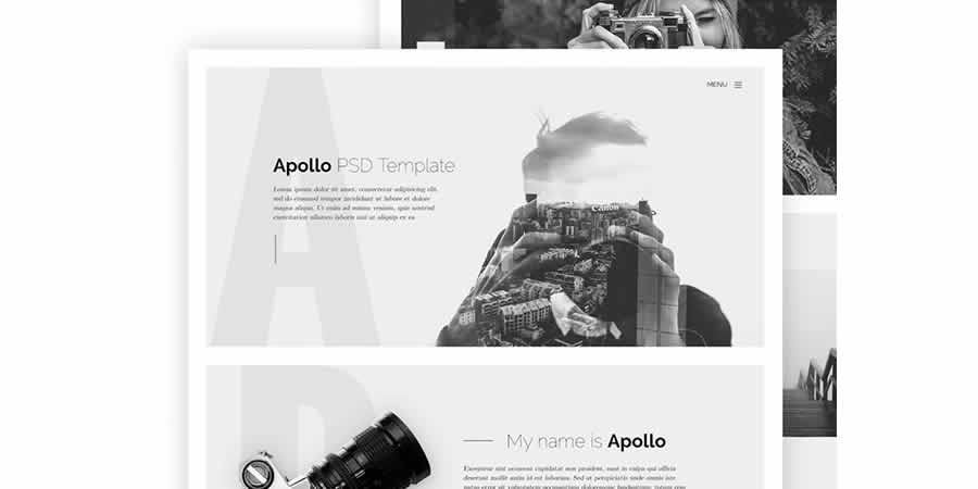 Apollo One-Page Photographers Free Responsive HTML CSS Web Template