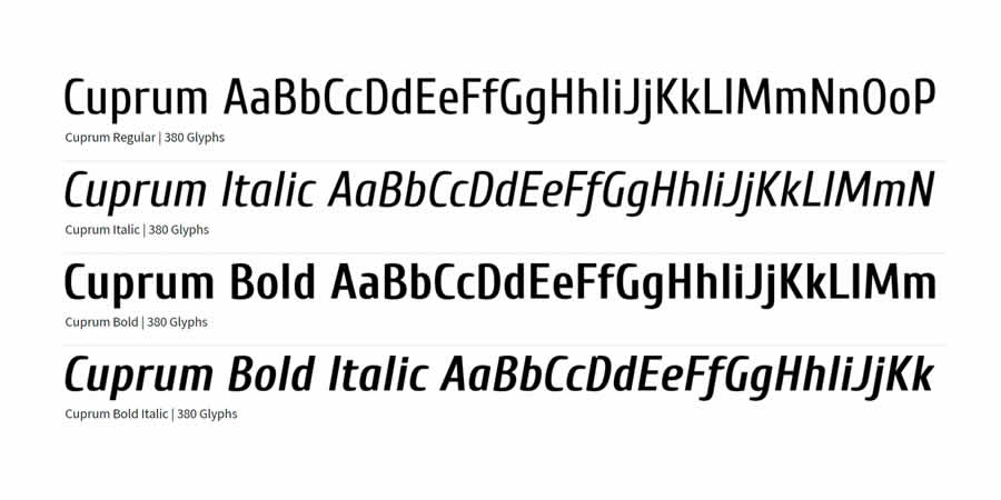 Cuprum free clean font typeface