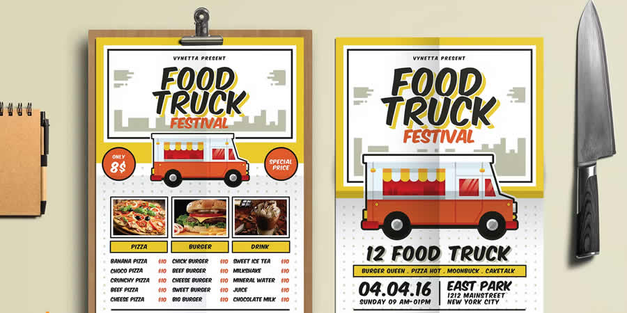 Food Truck Festival Poster PSD Template Poster Design in Photoshop