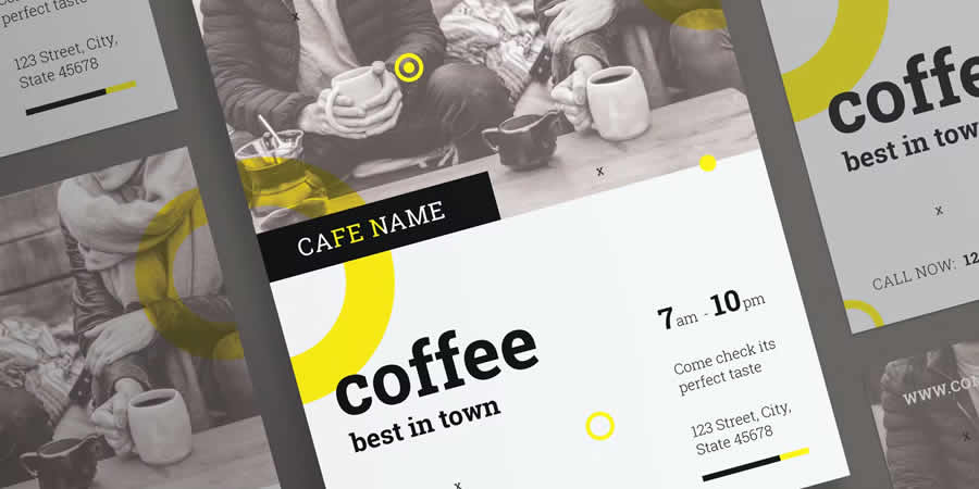Coffee Shop Flyer & Poster PSD Template Poster Design in Photoshop