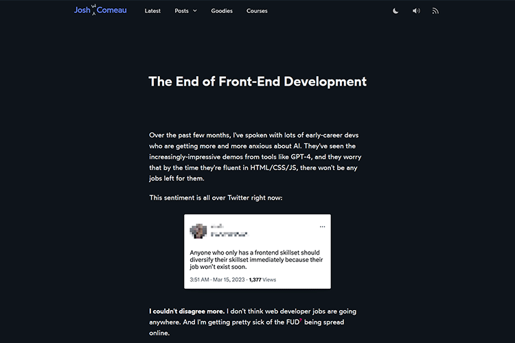 Example from: The End of Front-End Development