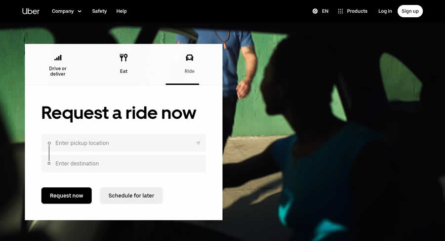 UX Design of Uber Homepage