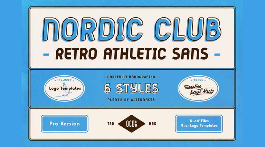 Free Retro Vintage Font Family Nordic Club
