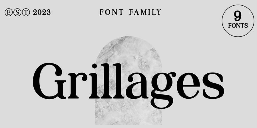 Grillages Modern Font is a top free serif font family for designers