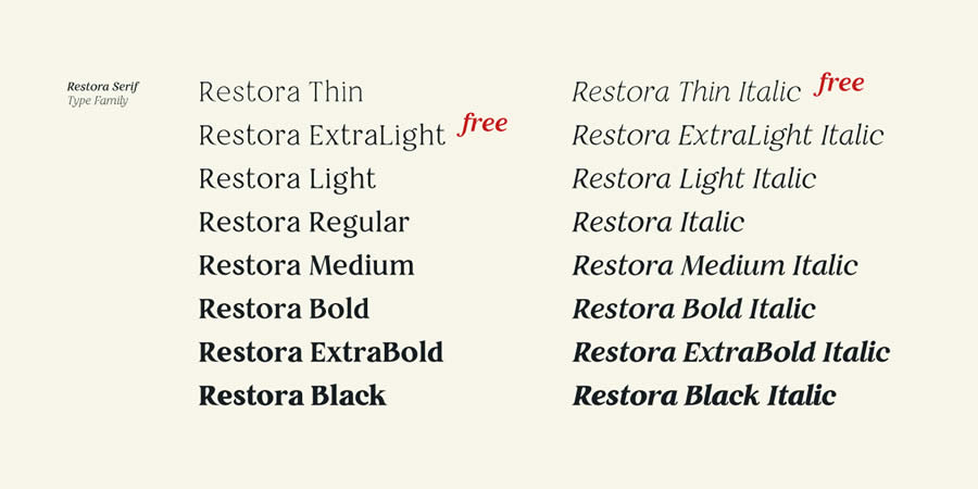 Restora Old-Style is a top free serif font family for designers