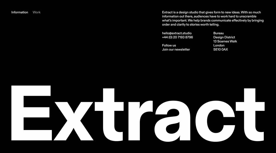 Extract Studio Dark Minimal Web Design Creative Inspiration