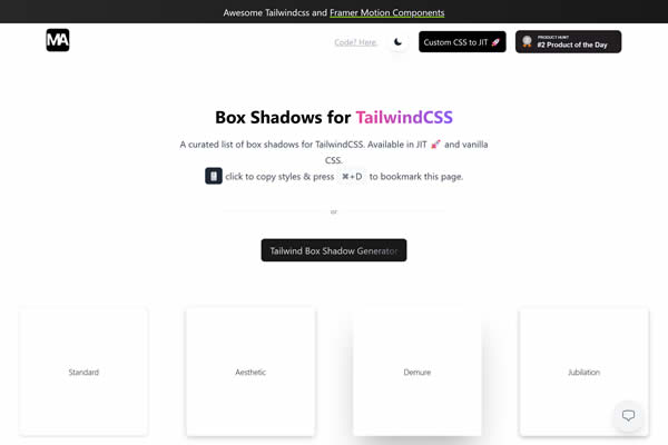 Custom BoxShadows Tiny CSS Tools for Web Designers