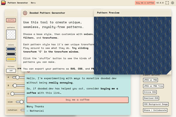 Doodad Pattern Generator Tiny CSS Tools for Web Designers