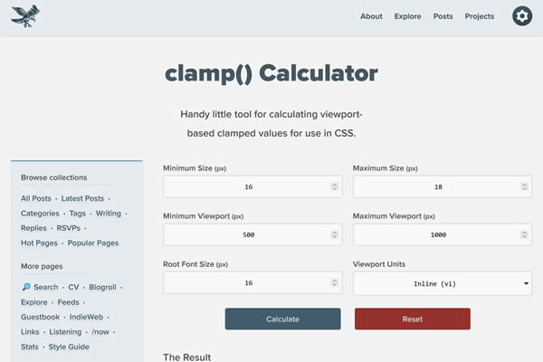 Clamp Calculator Tiny CSS Tools for Web Designers