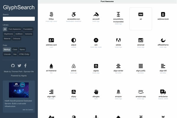 GlyphSearch Tiny CSS Tools for Web Designers