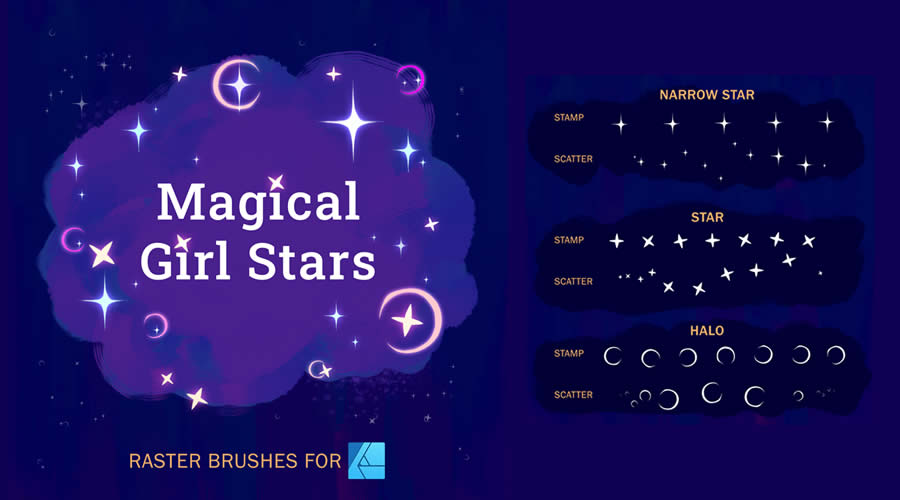 Magical Girl Stars Affinity Designer Free Brush Set