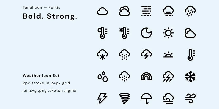 مجموعه نمادهای آب و هوای پررنگ
