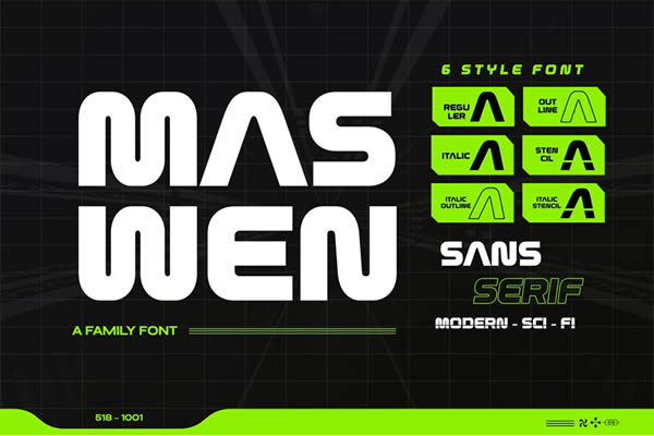 فونت رایگان Maswen Futuristic Sans-Serif