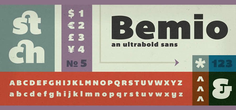 Bemio Ultra-Bold Sans-Serif Free Heavy Bold Typeface Font Family