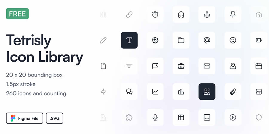 Tetrisly Icon Library مجموعه رایگان SVG Figma