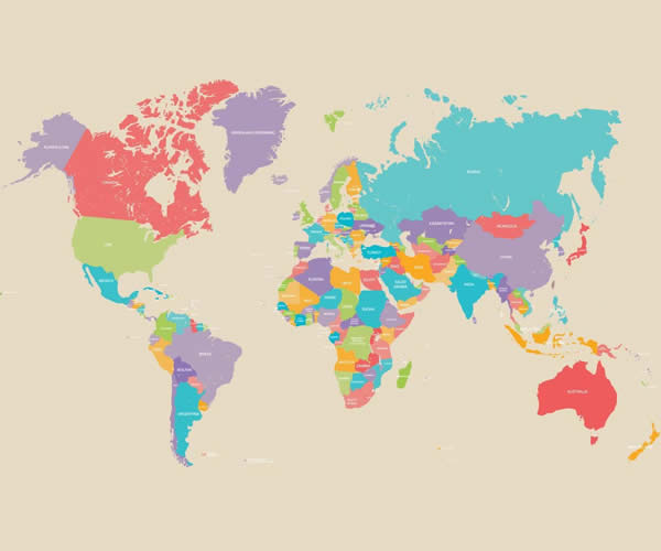 World Political Map with Retro Color Free to Download