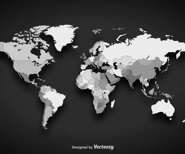 Grayscale Vector Worldmap Template Free to Download
